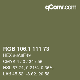 Color code: RGB 106.1 111 73 | qconv.com
