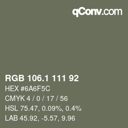 Color code: RGB 106.1 111 92 | qconv.com