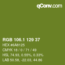 カラーコード: RGB 106.1 129 37 | qconv.com