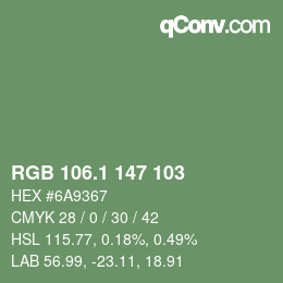 カラーコード: RGB 106.1 147 103 | qconv.com