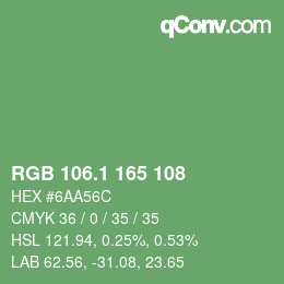 カラーコード: RGB 106.1 165 108 | qconv.com