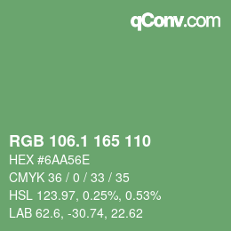カラーコード: RGB 106.1 165 110 | qconv.com