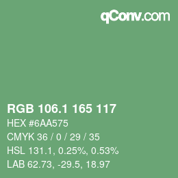 カラーコード: RGB 106.1 165 117 | qconv.com