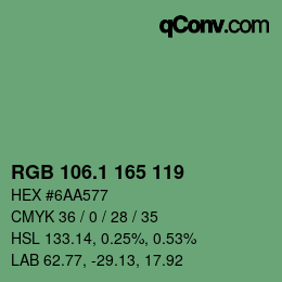 カラーコード: RGB 106.1 165 119 | qconv.com