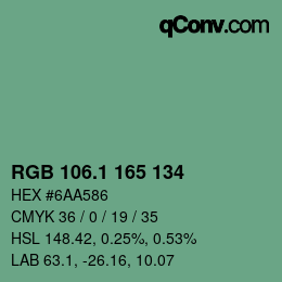 カラーコード: RGB 106.1 165 134 | qconv.com
