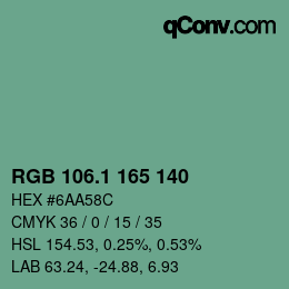 Color code: RGB 106.1 165 140 | qconv.com
