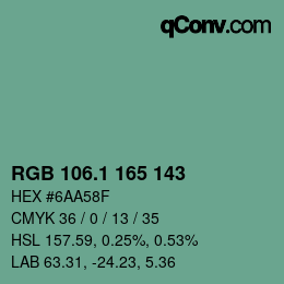 カラーコード: RGB 106.1 165 143 | qconv.com