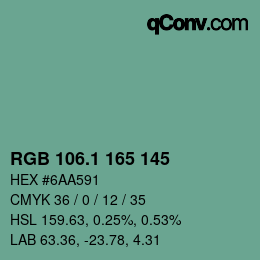 Color code: RGB 106.1 165 145 | qconv.com