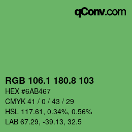 カラーコード: RGB 106.1 180.8 103 | qconv.com