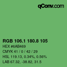カラーコード: RGB 106.1 180.8 105 | qconv.com