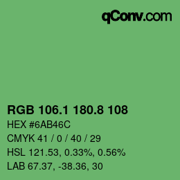 カラーコード: RGB 106.1 180.8 108 | qconv.com