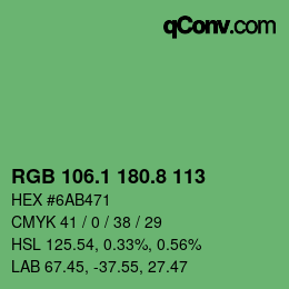 カラーコード: RGB 106.1 180.8 113 | qconv.com