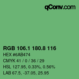 カラーコード: RGB 106.1 180.8 116 | qconv.com