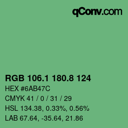 カラーコード: RGB 106.1 180.8 124 | qconv.com