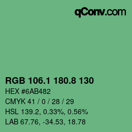 カラーコード: RGB 106.1 180.8 130 | qconv.com