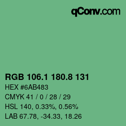 カラーコード: RGB 106.1 180.8 131 | qconv.com
