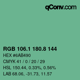 Color code: RGB 106.1 180.8 144 | qconv.com