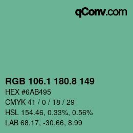 Color code: RGB 106.1 180.8 149 | qconv.com
