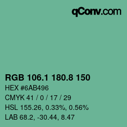 カラーコード: RGB 106.1 180.8 150 | qconv.com