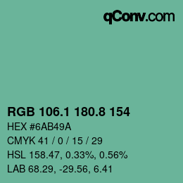 Color code: RGB 106.1 180.8 154 | qconv.com