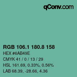 Color code: RGB 106.1 180.8 158 | qconv.com