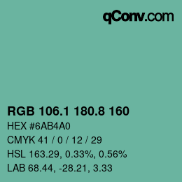 カラーコード: RGB 106.1 180.8 160 | qconv.com