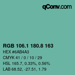 Color code: RGB 106.1 180.8 163 | qconv.com