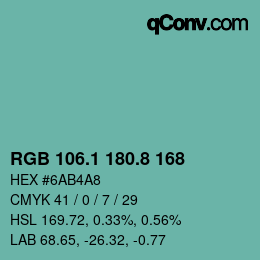 Color code: RGB 106.1 180.8 168 | qconv.com