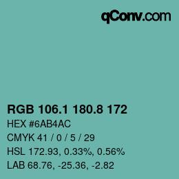 Color code: RGB 106.1 180.8 172 | qconv.com