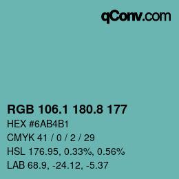 Color code: RGB 106.1 180.8 177 | qconv.com