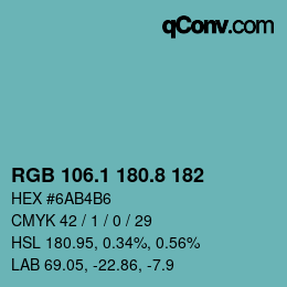 Color code: RGB 106.1 180.8 182 | qconv.com