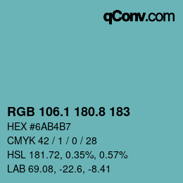 Color code: RGB 106.1 180.8 183 | qconv.com