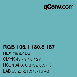Color code: RGB 106.1 180.8 187 | qconv.com