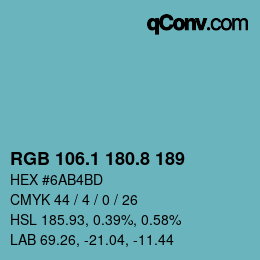 Color code: RGB 106.1 180.8 189 | qconv.com