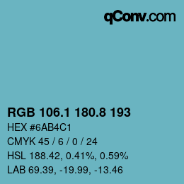 Color code: RGB 106.1 180.8 193 | qconv.com