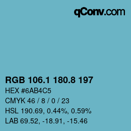 Color code: RGB 106.1 180.8 197 | qconv.com