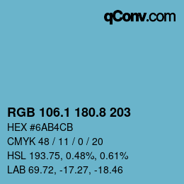 Color code: RGB 106.1 180.8 203 | qconv.com