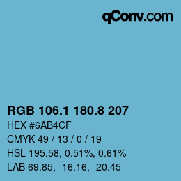 カラーコード: RGB 106.1 180.8 207 | qconv.com