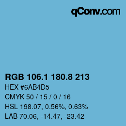カラーコード: RGB 106.1 180.8 213 | qconv.com