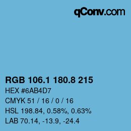 カラーコード: RGB 106.1 180.8 215 | qconv.com