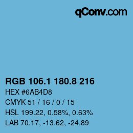 Color code: RGB 106.1 180.8 216 | qconv.com
