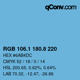 Color code: RGB 106.1 180.8 220 | qconv.com