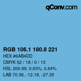 Color code: RGB 106.1 180.8 221 | qconv.com