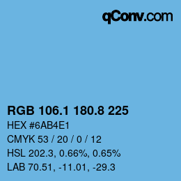 Color code: RGB 106.1 180.8 225 | qconv.com