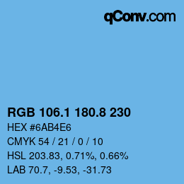 Farbcode: RGB 106.1 180.8 230 | qconv.com