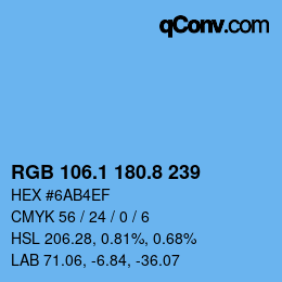 Color code: RGB 106.1 180.8 239 | qconv.com