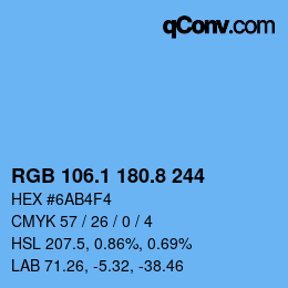 Farbcode: RGB 106.1 180.8 244 | qconv.com