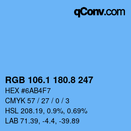 カラーコード: RGB 106.1 180.8 247 | qconv.com