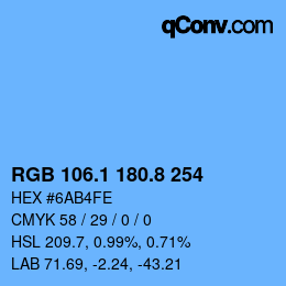 Color code: RGB 106.1 180.8 254 | qconv.com