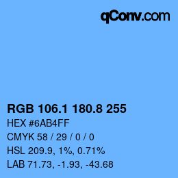 Color code: RGB 106.1 180.8 255 | qconv.com